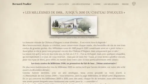 Page d'accueil du site de Bernard Pradier, artiste & vigneron, Uchaux