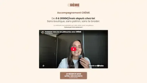 Page d'accueil du site de Sorenza Pâtisserie, coach, France